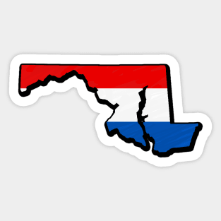 Red, White, and Blue Maryland Outline Sticker